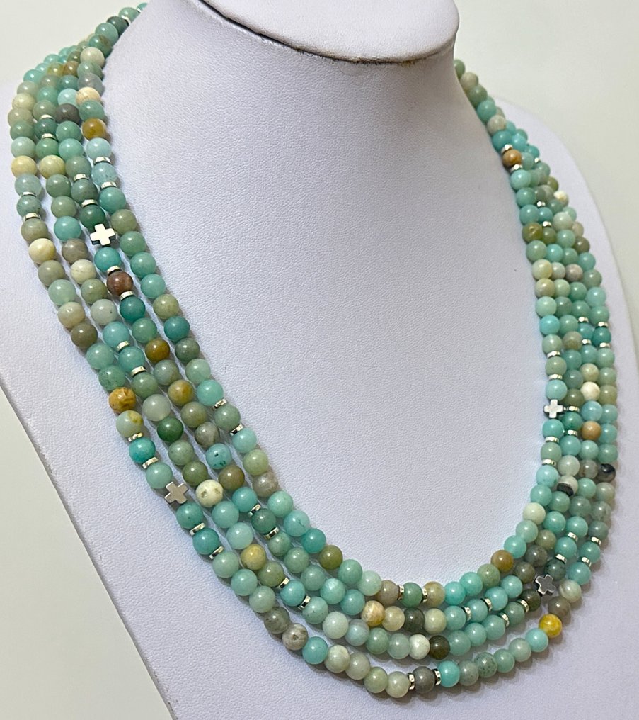 天然亚马逊石配格雷格十字架。神圣和谐。所有圣人的保护。 - 吊坠项链 - 高品质。 925银。 #2.1