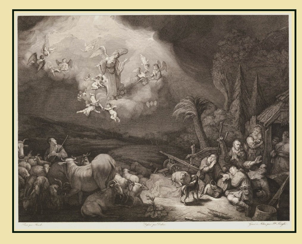 Govert Teuniszoon Flinck (1615–1660), after - Ritratto - L'annuncio ai pastori #1.0