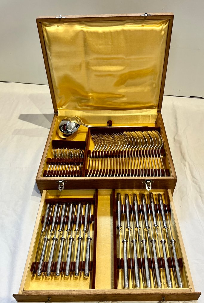 Christofle - Luc Lanel - Cutlery set for 12 (61) - Boréal - Silverplated #1.0