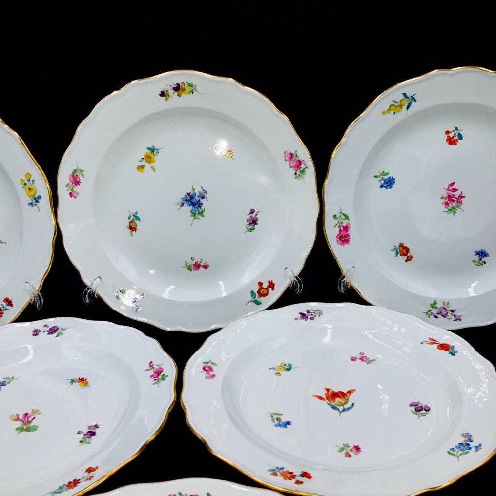 Meissen - First Choice - Exquisite Set of 6 Plates (22 cm) - "Scattered Flowers" Pattern - 盤子 - 手工绘制瓷器 #3.2