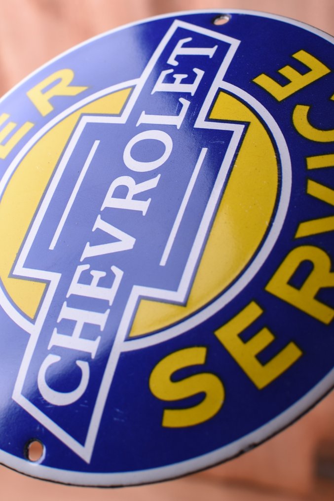 Sign - Chevrolet - Chevrolet "super service"; enamel; handmade; original enamel; No Reserve #4.3