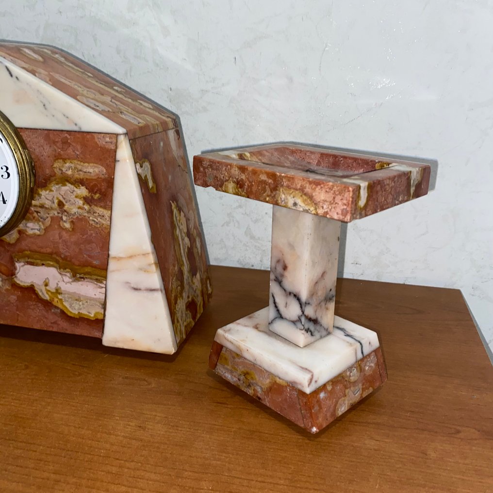 Clock and garniture set  (3) -   Marble - 1960-1970 #3.2