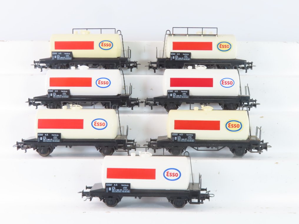 Märklin H0 - 4441 - 模型貨運火車 (7) - 7辆带有“ESSO”标识的双车厢锅炉车 - DB #1.0