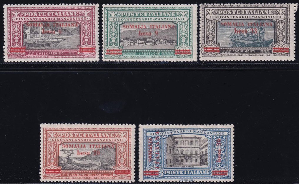 意大利昔兰尼加殖民地 1924 - Manzoni 系列至 1 升，蓝色和黑色 2 西奈和索马里系列 #1.0