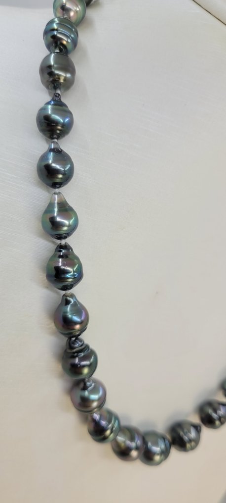 沒有保留價 - 頸鏈 銀, 8x11毫米孔雀色Tahiti珍珠 #3.2