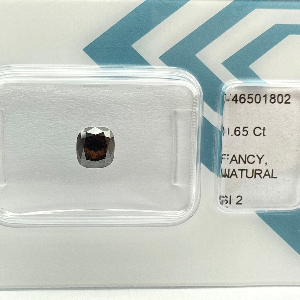 没有保留价 - 1 pcs 钻石  (天然色彩的)  - 0.65 ct - 枕形 - Fancy dark 棕色 橙色 - SI2 微内含二级 - 国际宝石研究院（IGI） #1.0
