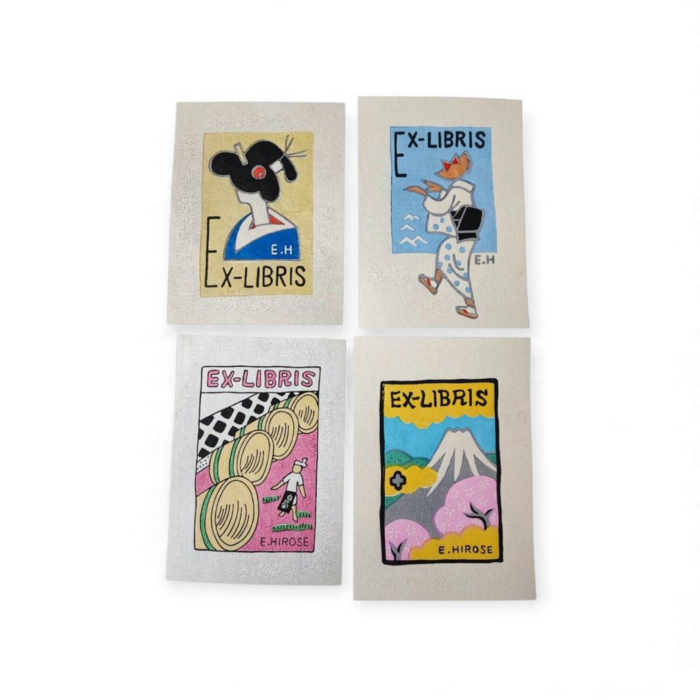 Collezione Ex-Libris di Eiichi Hirose – Venti ex libris giapponesi stampati a mano - Giappone - Periodo Shōwa (1926-1989) #1.0