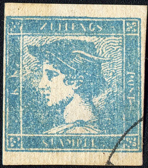 意大利古國－倫巴第-威尼托王國 1851 - 蓝色的水星在有纹理的纸上。 #1.0