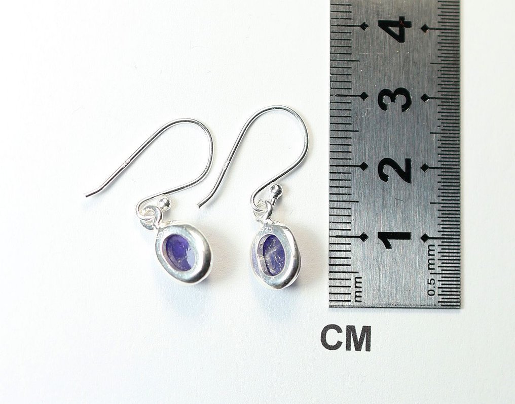 2 个 Tansanit 耳坠 / 琢面 / 新 925纯银 - 2.68 g - (2) #3.2