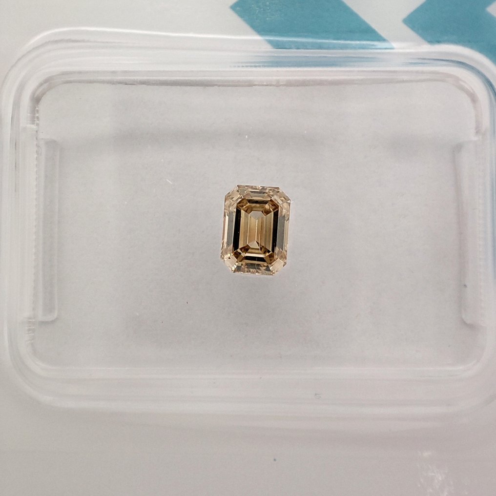 没有保留价 - 1 pcs 钻石 (天然色彩的) - 0.40 ct - 祖母绿 - Fancy 棕色 黄色 - SI1 微内含一级 - 国际宝石研究院(IGI) #1.0
