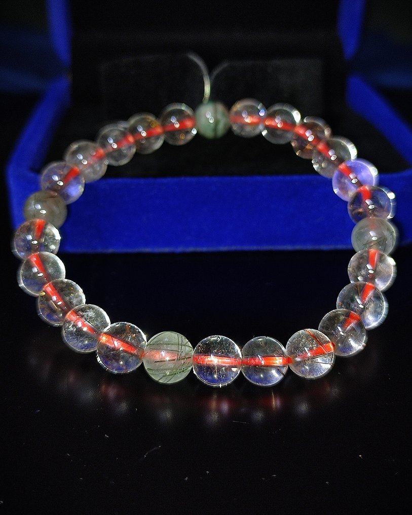 Όμορφο και σπάνιο βραχιόλι από χρυσό και πράσινο ρουτιλιασμένο σε κουτί δώρου, δωρεάν αποστολή. - Βραχιόλι #1.0