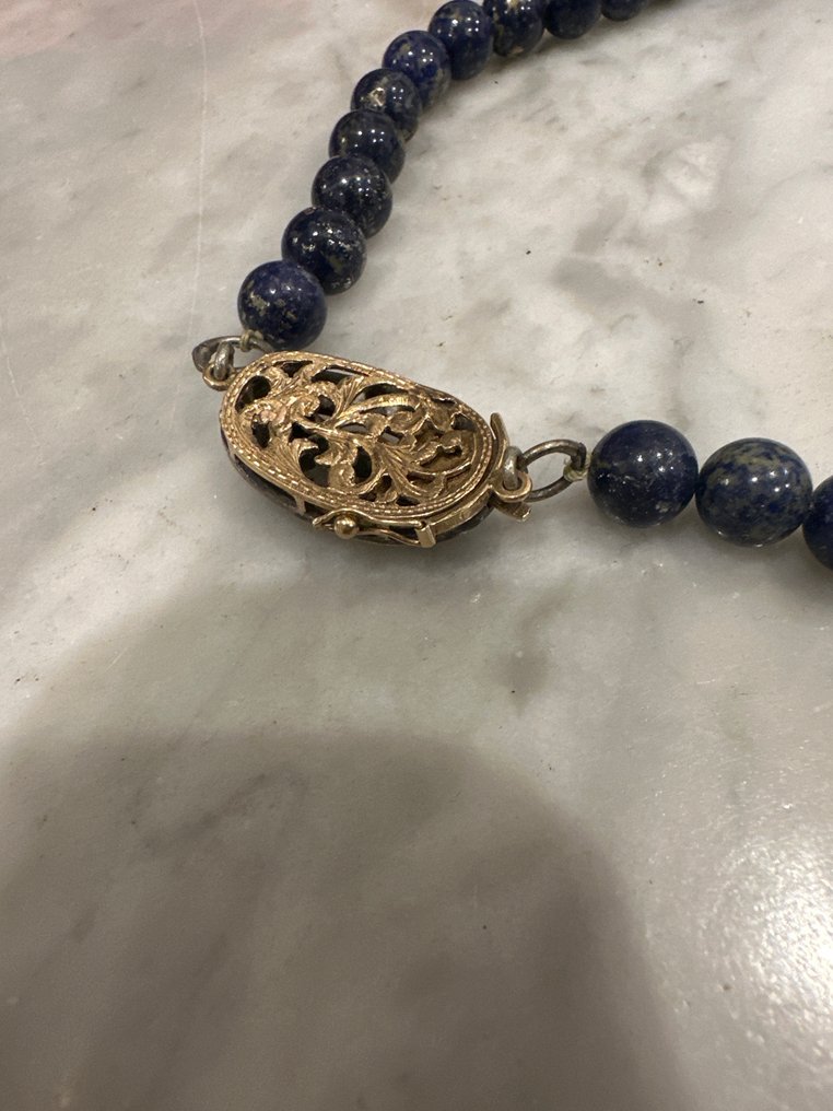 Kaulakoru - 18 kt. Keltakulta Safiiri - Timantti - Lapislatsuliketju #2.1