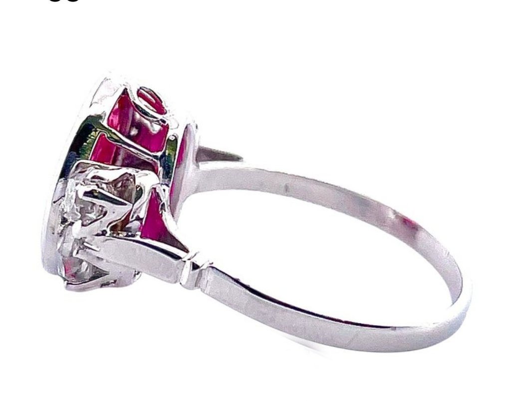 Inel - 18 ct. Aur alb Rubin - Diamant - Elegante #3.2