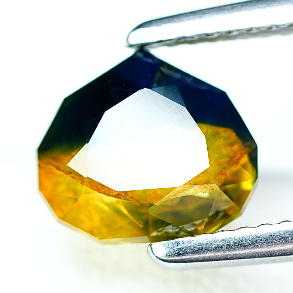 Sans Prix de Réserve - 1 pcs Bleu, Jaune, Bicolore Saphir - 3.58 ct - International Colored Gemstone Association (ICA GemLab) - AAA coupure fine sans chauffage #2.1