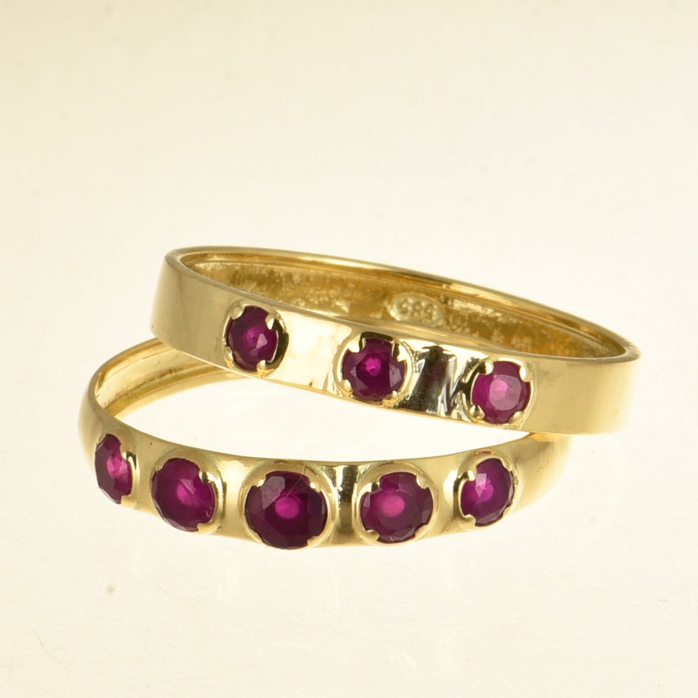 戒指 - 14K包金 黄金 红宝石 #3.2