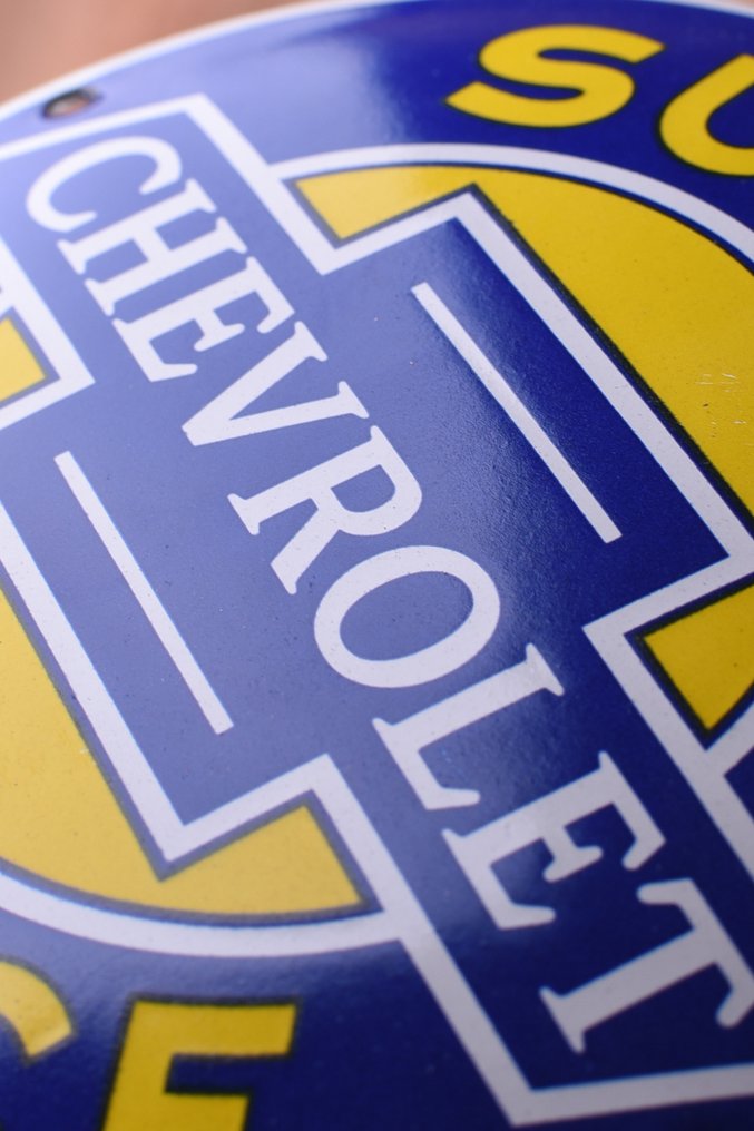 Sign - Chevrolet - Chevrolet "super service"; enamel; handmade; original enamel; No Reserve #3.2