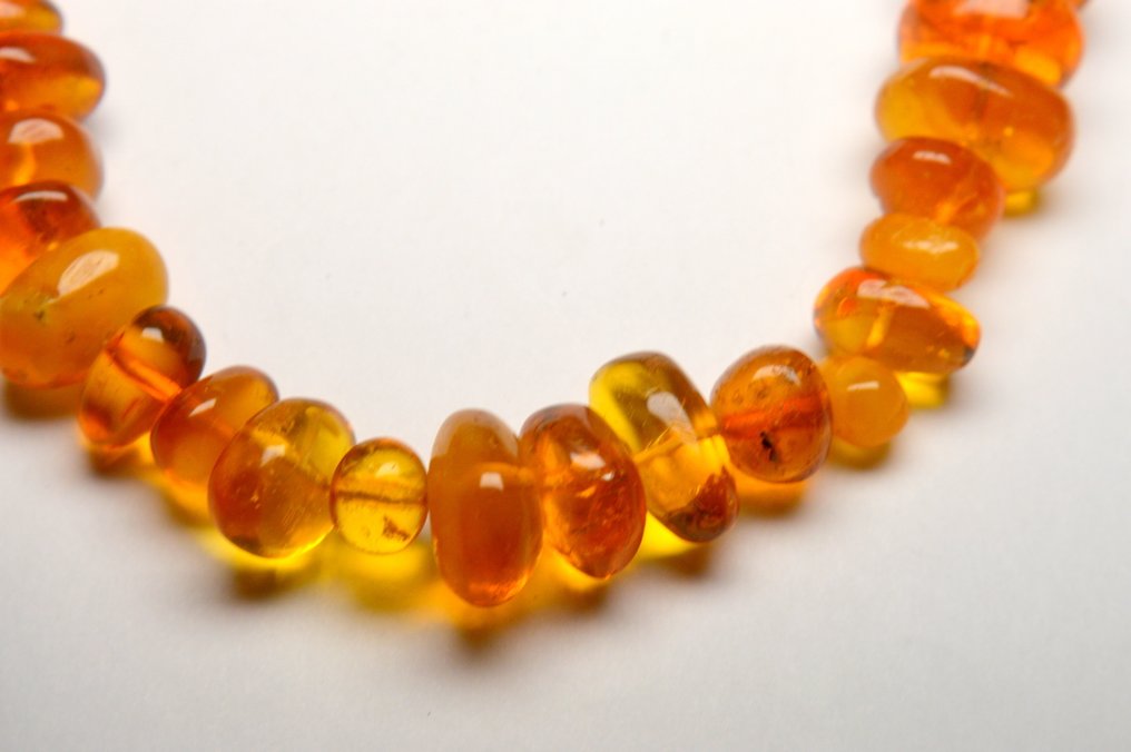 琥珀 - 天然蜂蜜橙色和黄色波罗的海琥珀 - 打磨珠子 - 82.3克 - 頸鏈 #1.0