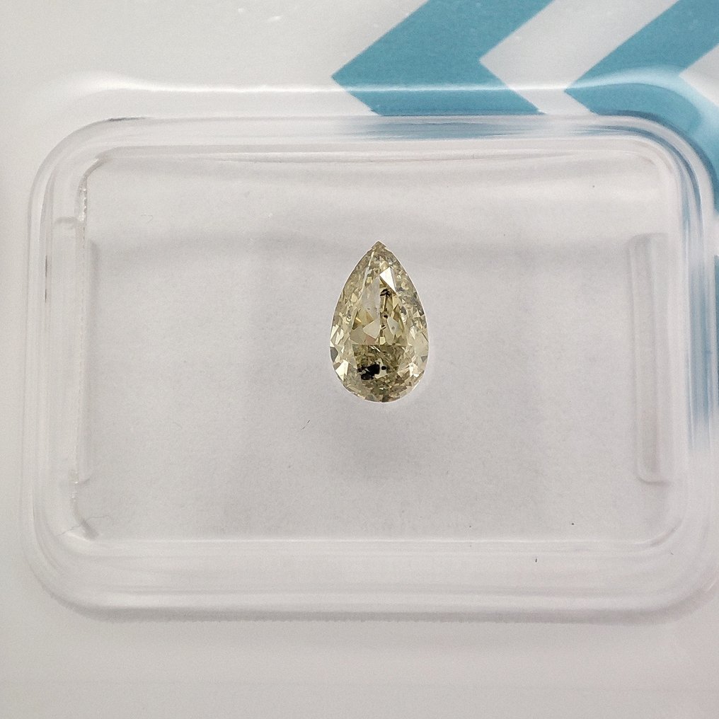 Fără preț de rezervă - 1 pcs Diamant (Colorat natural) - 0.50 ct - Pară - Fancy Galben - I1 - IGI (Institutul gemologic internațional) #1.0