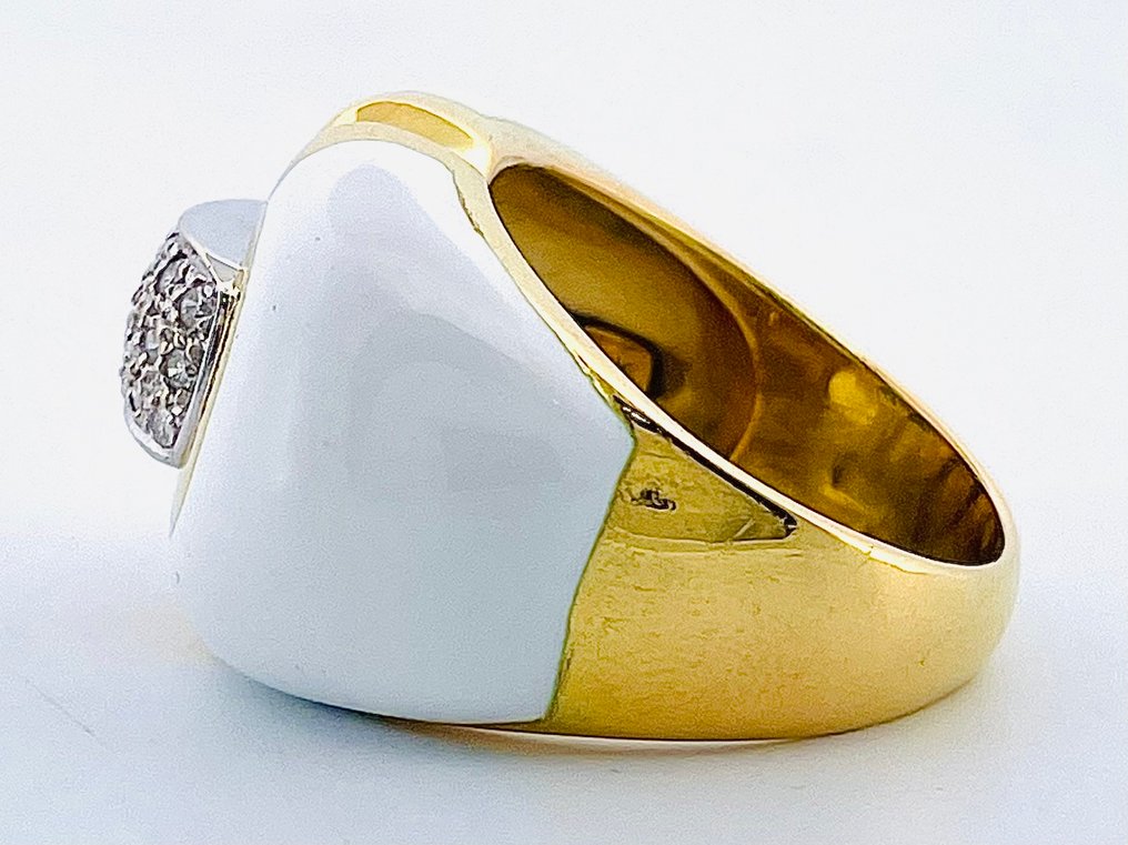 戒指 - 18 克拉 黃金 鉆石 (天然) #4.3