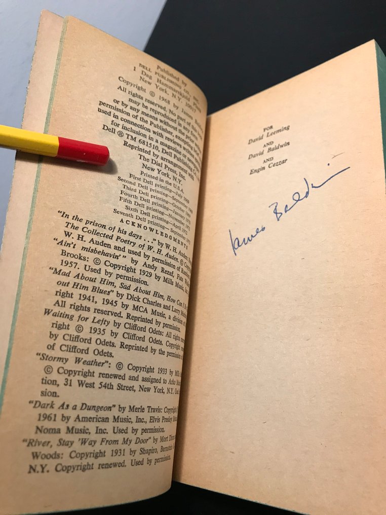Signed, James Baldwin - Tell Me How Long the Train's Been Gone - 1973 #1.0