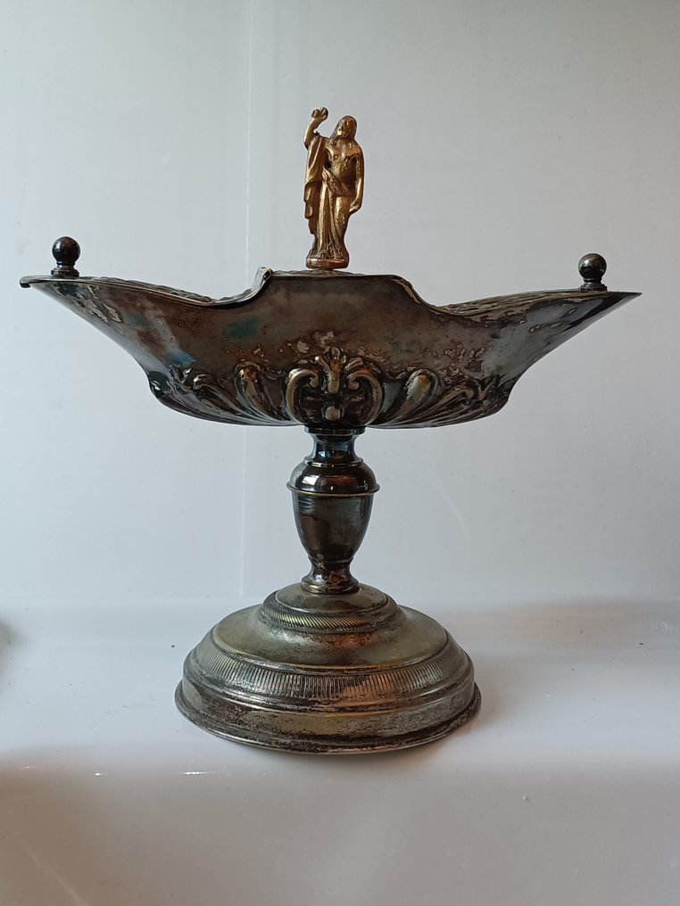 Θυμιατό - Ασημένιο μέταλλο με ανάγλυφη επεξεργασία και κάτω από τη βάση ξύλου. - Υψώστε τον Νικηφόρο Χριστό #4.3