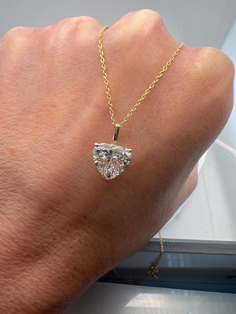 頸鏈 - 14 克拉 黃金 -  3.03ct. tw. 鉆石 (實驗室培育) #4.3