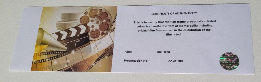Die Hard - Framed Film Cell Display with COA #2.1
