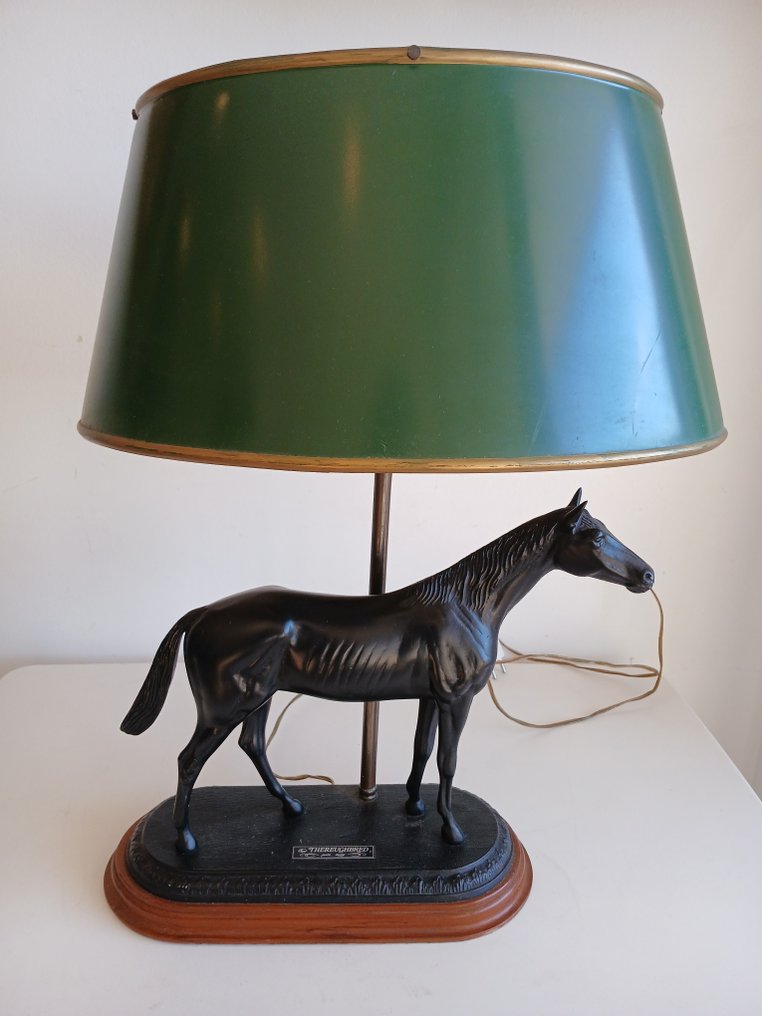 Bordlampe - Tre, Messing, Legering - Klubblampe #1.0