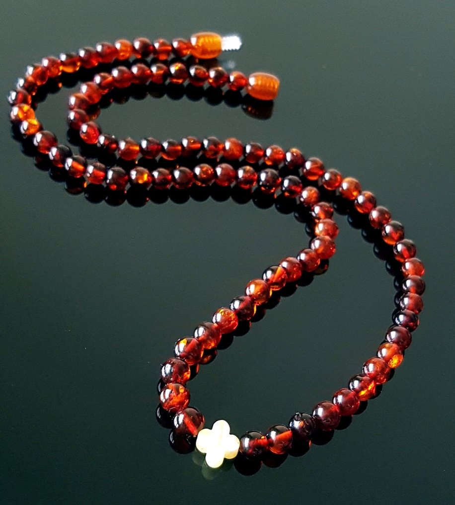 Κεχριμπάρι Μοναδικό κολιέ από Βαλτική κεχριμπάρι για γυναίκες, άνδρες και unisex - Στρογγυλές χάντρες από- 8 g #3.2