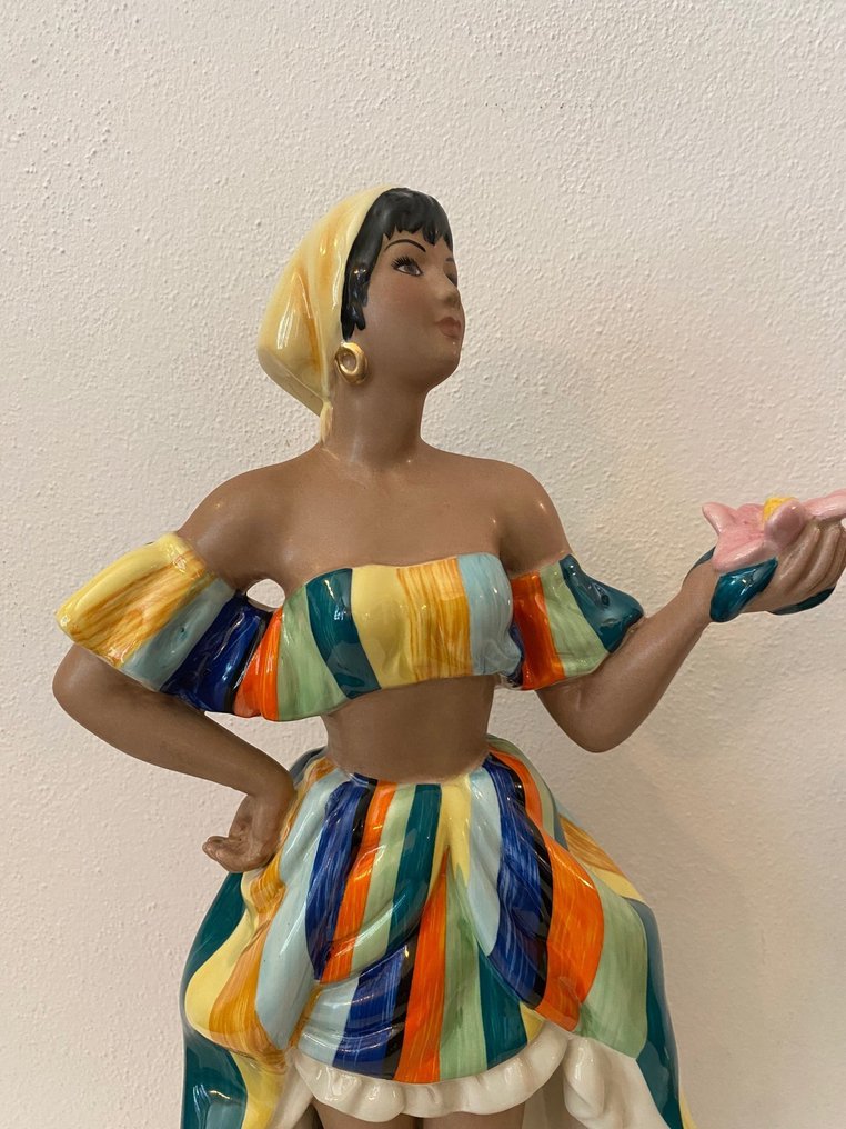 Torino - Giovanni Ronzan - Statuette, La Gitana - 42 cm - Ceramic, Earthenware - 1950 #1.0