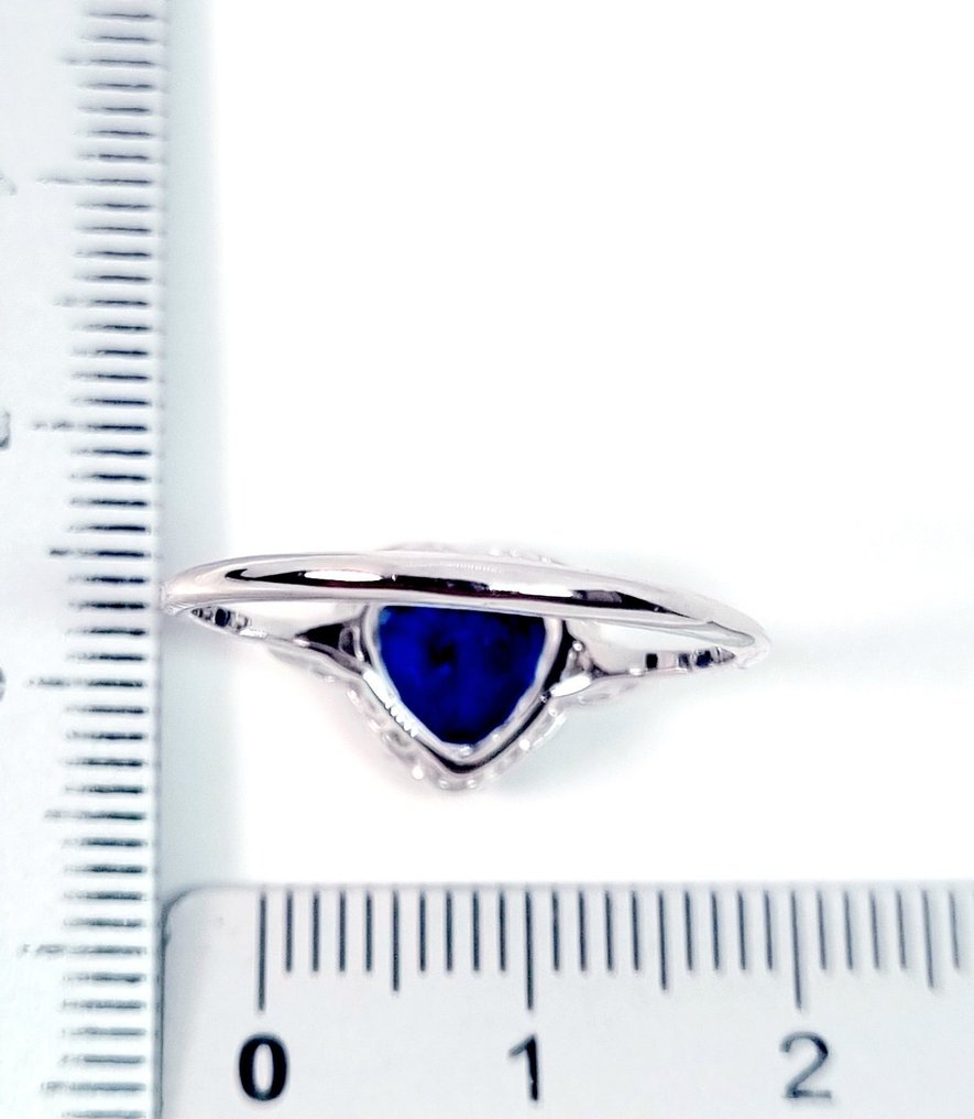 戒指 - 18K包金 白金 蓝宝石 - 钻石 #2.1