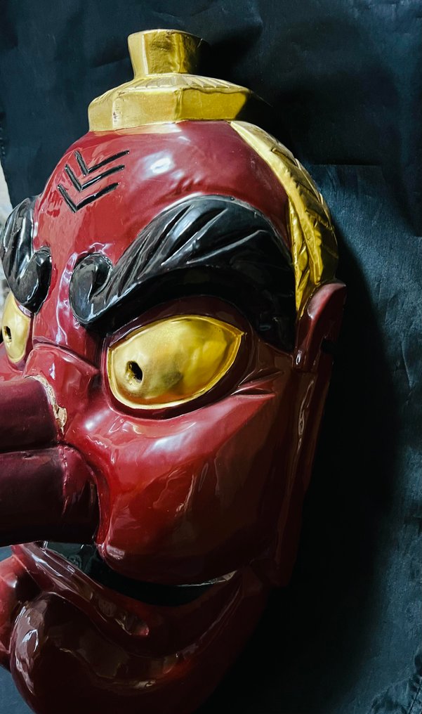 Noh-mask - Extra stor träskulpterad Tengu-mask (Utan reservationspris) #4.3