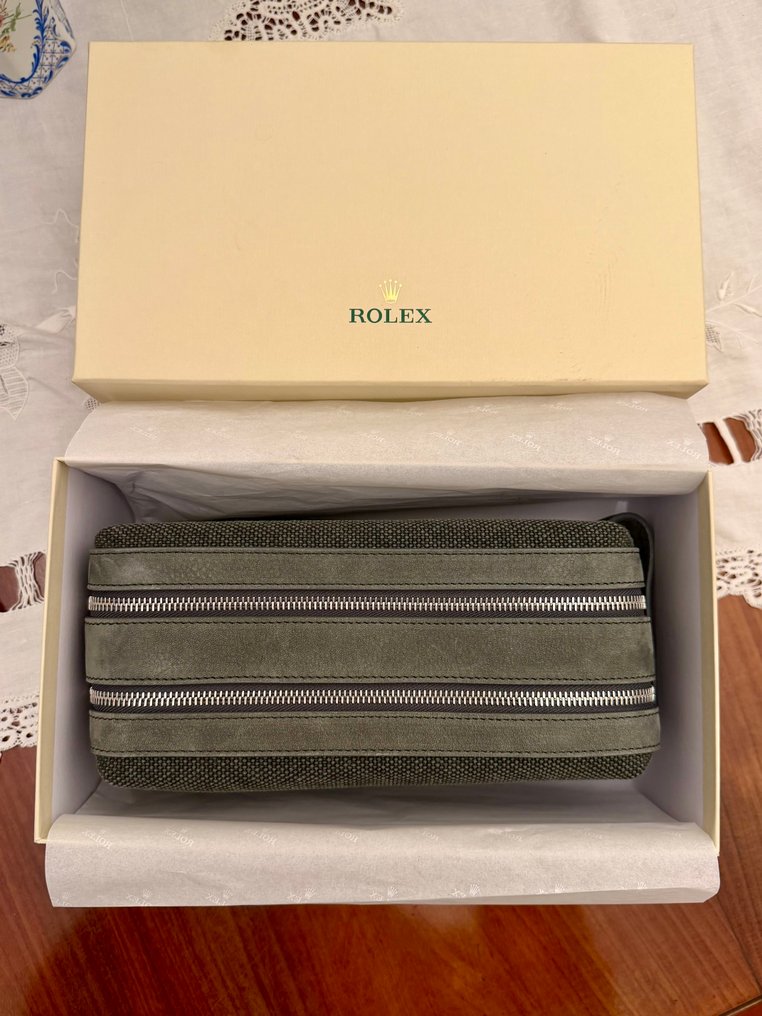Rolex - Neszesszer - Rolex exkluzív maxi pochette szépség táska VIP - Bőr, nabuk organikus pamut #1.0