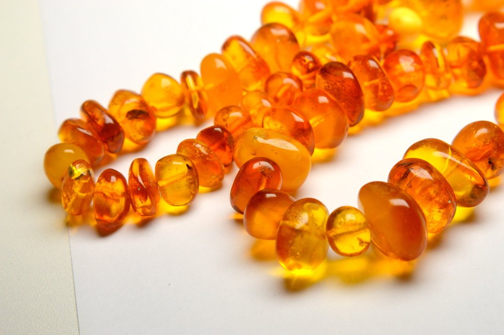 琥珀 - 天然蜂蜜橙色和黄色波罗的海琥珀 - 打磨珠子 - 82.3克 - 頸鏈 #4.3