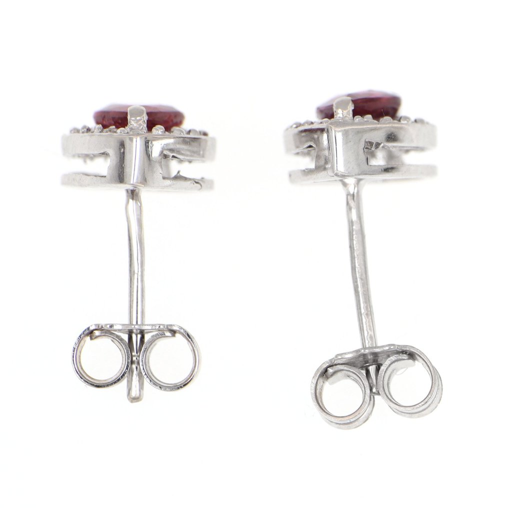 没有保留价 - 耳环 - 18K包金 白金 红宝石 - 钻石 #4.3
