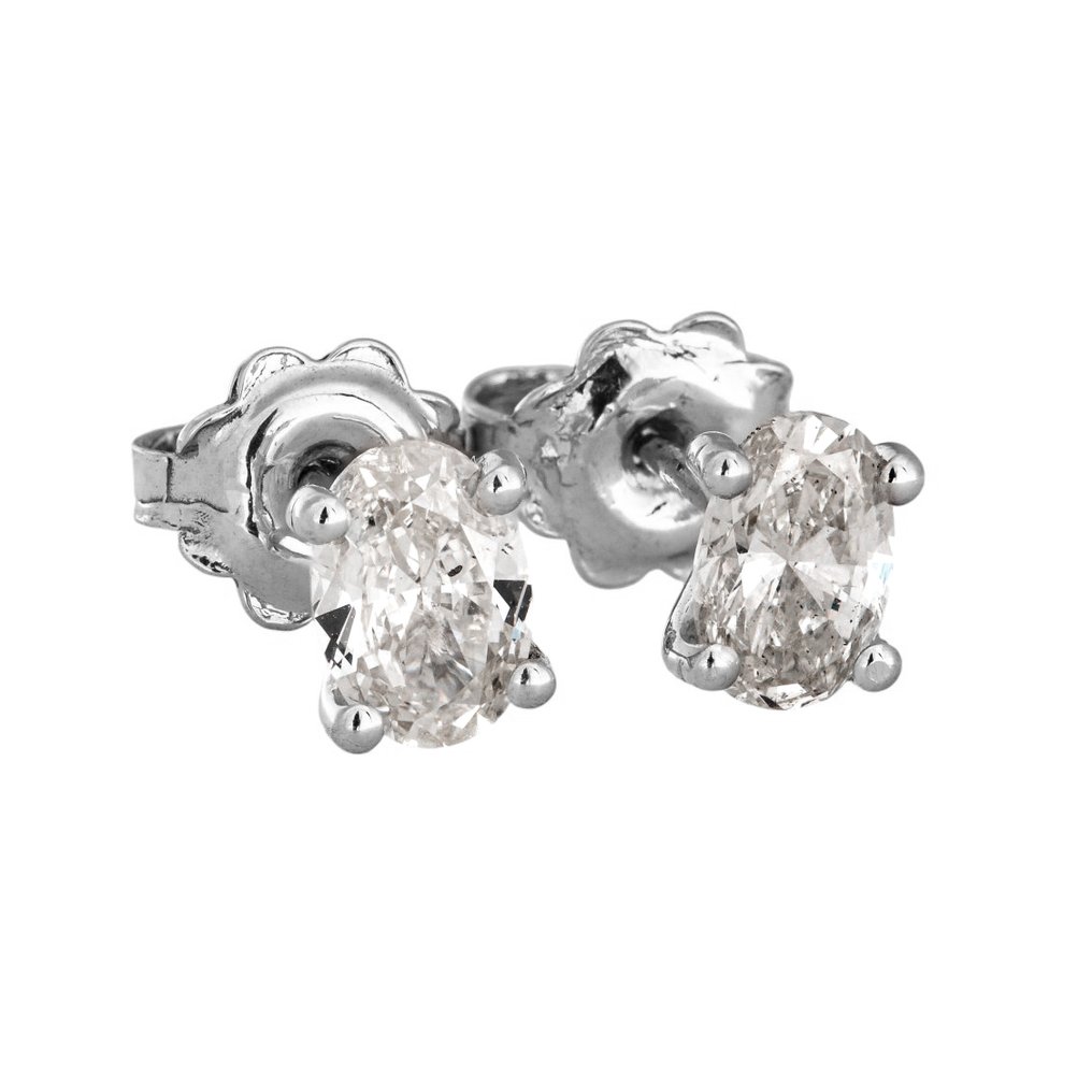 χωρίς τιμή ασφαλείας - Σκουλαρίκια - 14 καράτια Λευκός χρυσός -  1.05ct. tw. Διαμάντι (Φυσικό) #4.3