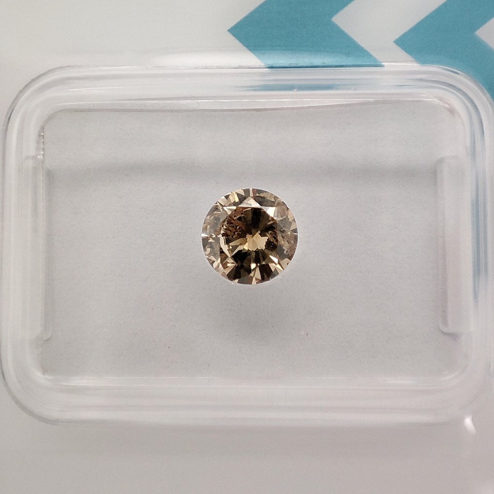 没有保留价 - 1 pcs 钻石 (天然色彩的) - 0.58 ct - 圆形 - Fancy 棕色 橙色 - I1 内含一级 - 国际宝石研究院(IGI) #1.0