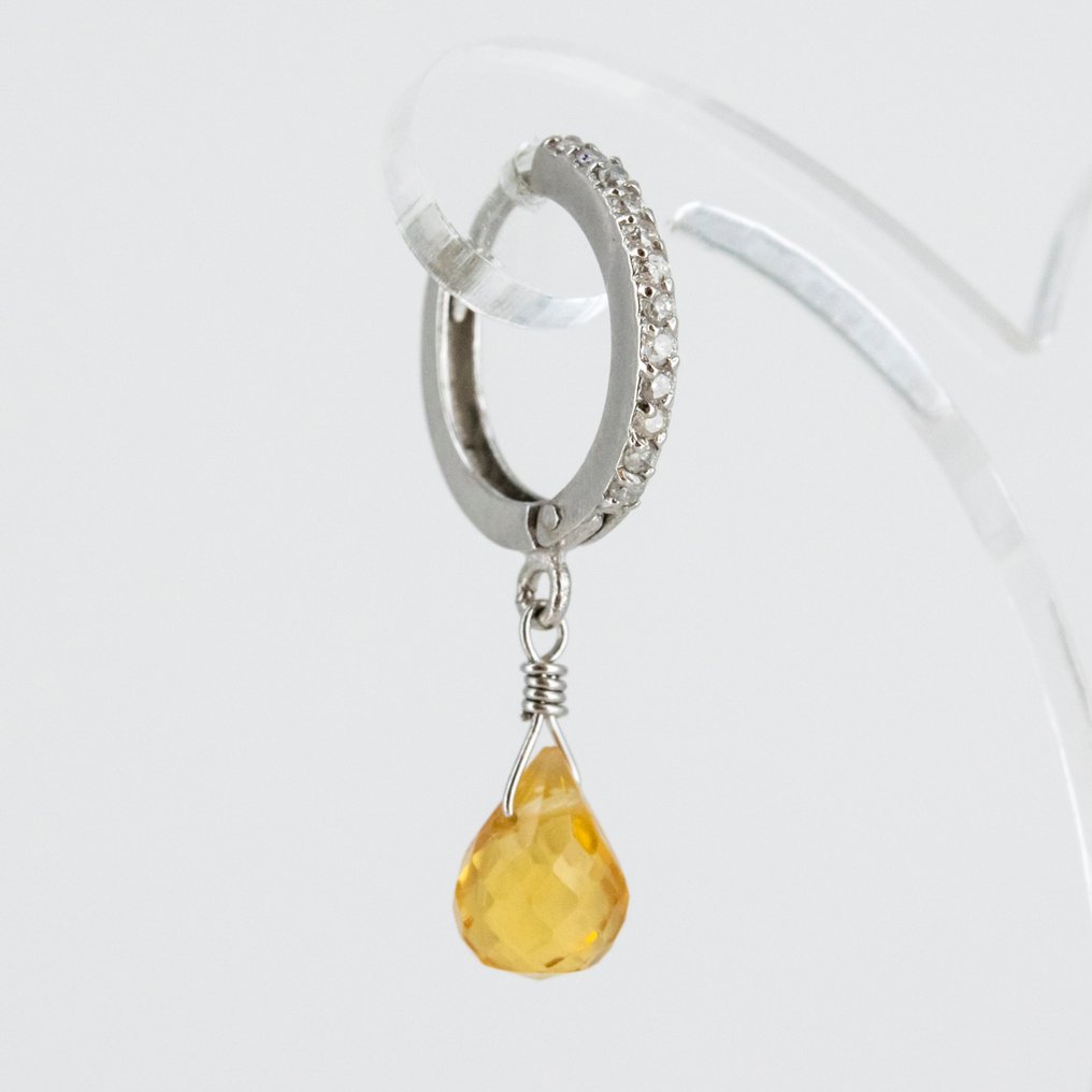 Σκουλαρίκια - 18 καράτια Λευκός χρυσός - 1.92ct. tw. Κιτρίνης - Διαμάντι #1.0