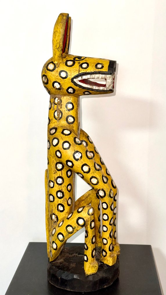 雕塑, Léopard Bozo - 53 cm - 颜料, 木 #1.0