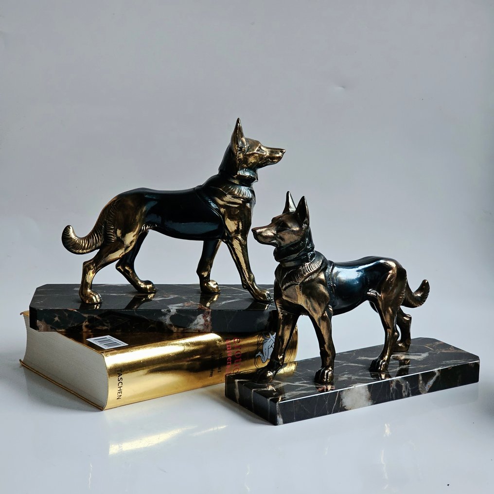 书挡 (2) - 德国牧羊犬（特大号） - 粗锌, 大理石 #1.0