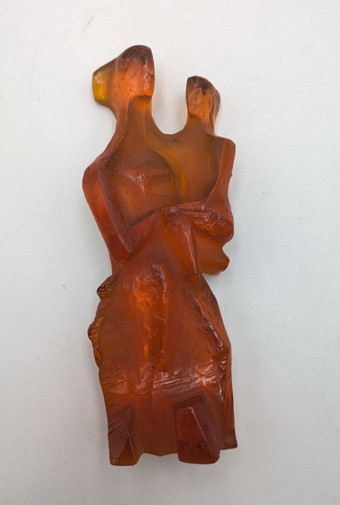 Jan CERNY (1907-1978) - Γλυπτό, Mamma e figlio - 16 cm - Γυαλί #1.0