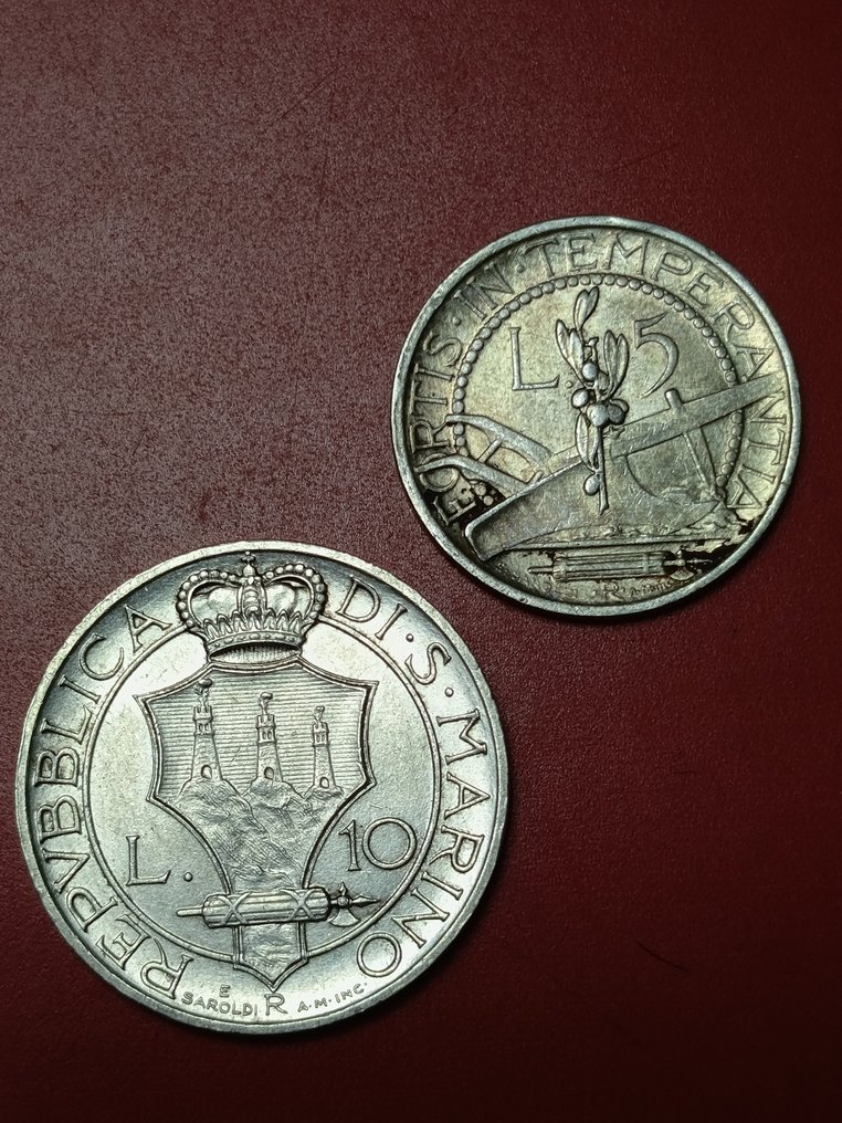 圣玛利诺. 5 + 10 Lire 1935  (没有保留价) #1.0
