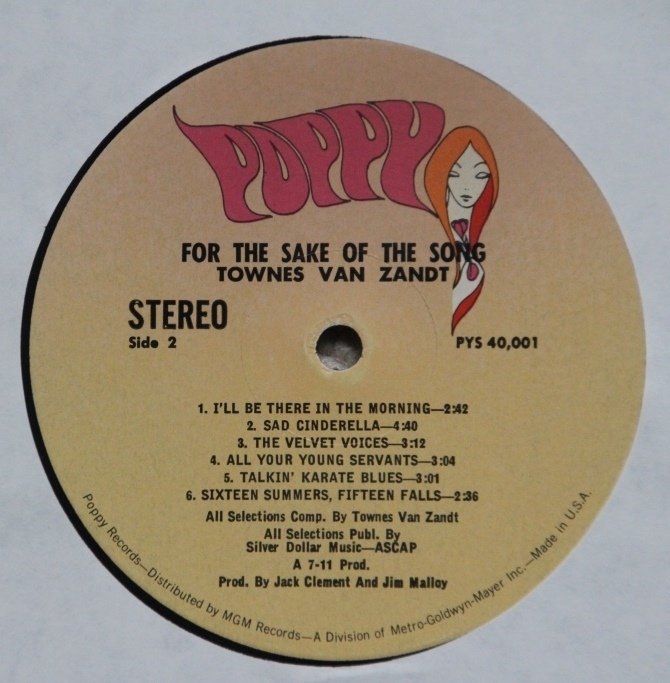 Townes Van Zandt - For The Sake Of The Song - LP - Stereo, 1st Pressing - 1968 #3.2
