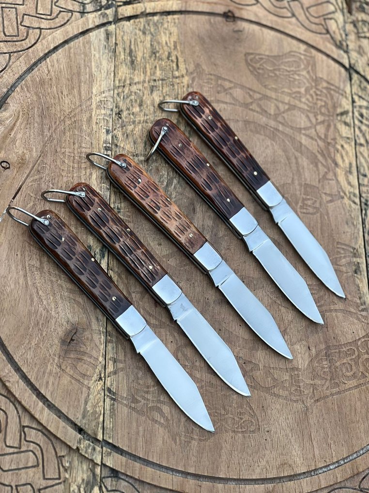 Cuțit bucătărie - Kitchen knife set - Cuțit pliabil, cuțit de masă vintage de calitate și cuțit de colecție. - Cuțit din oțel inoxidabil, Întărire din oțel, Os - Franța - Custom Handmade #1.0