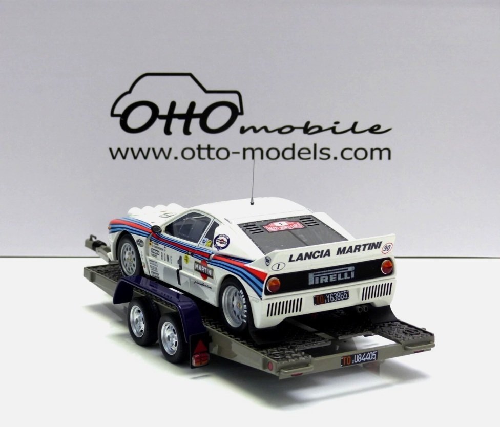 Otto Mobile 1:18 - Model car - Set rally Fiat 242 + Trailer + Lancia 037 GR.B #1 Rallye Monte Carlo - 1983 - W. Rohr - Complete set of 3 models #3.2