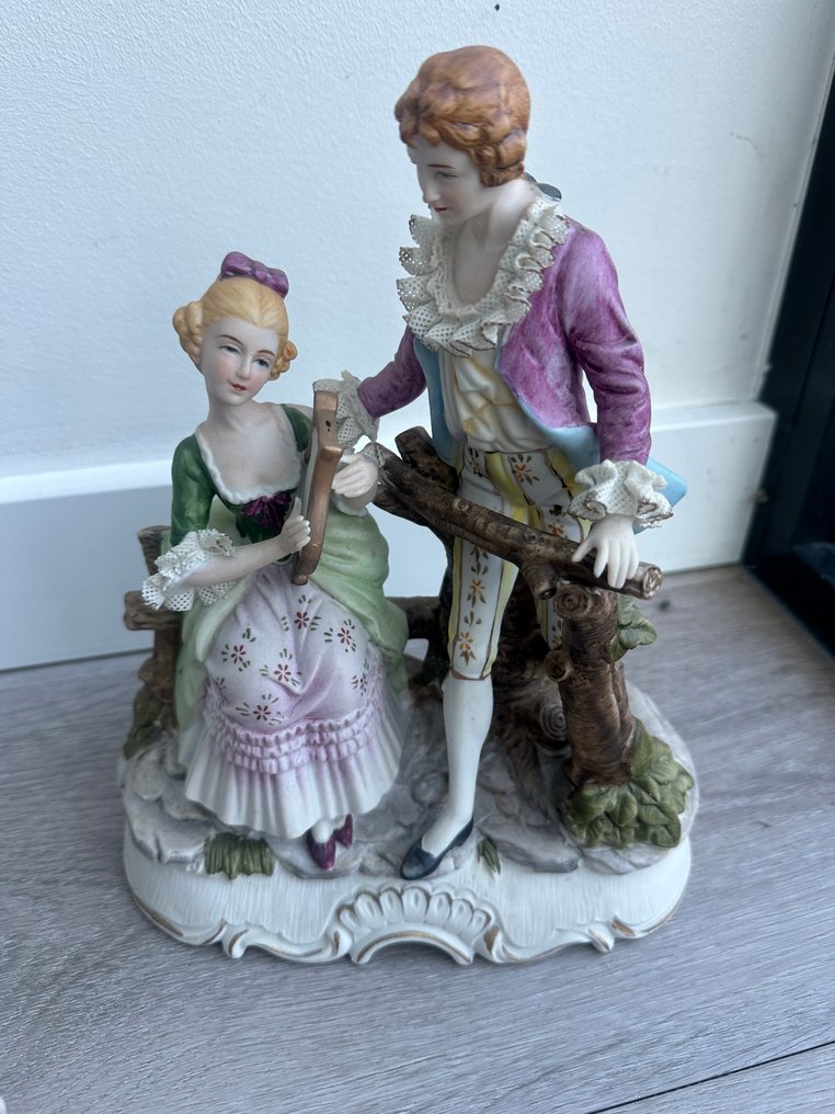 小塑像 - 18 delige Rococo porseleinen beeldjes set (15) - 瓷器 #2.1