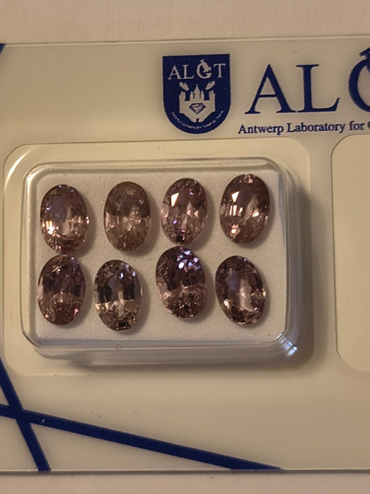 Senza Prezzo di Riserva - 8 pcs Rosa Spinello - 4.57 ct - Antwerp Laboratory for Gemstone Testing (ALGT) #1.0
