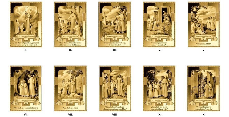 10 x 1/200 troy oz - Gold .999 - 10 Commandments Coin Set (w/ Display Case & COA) #1.0