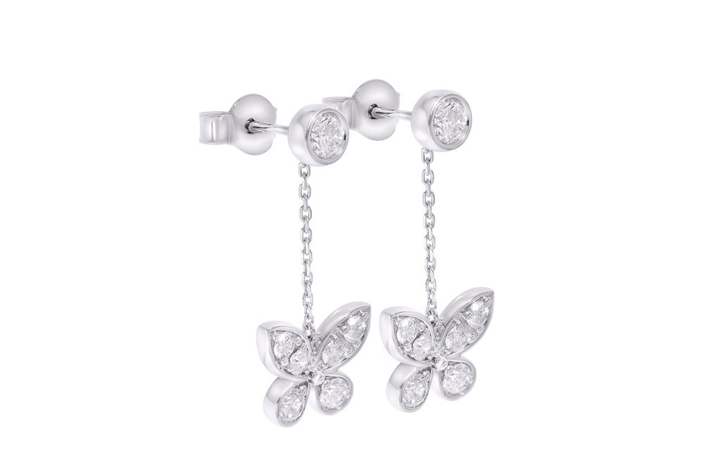 Oorbellen - 18 karaat Witgoud - 1.04ct. tw. - Diamant #3.2