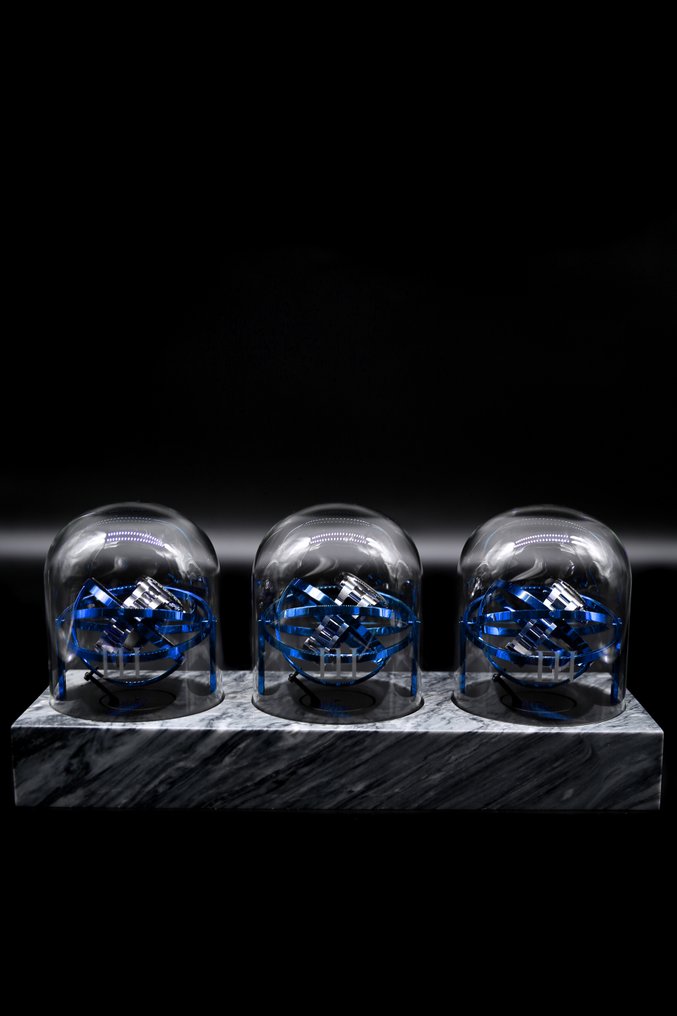 Elbrus Horology - Marble Watch Winder - Limited Edition xxx/287 - Blue rings/Grey marble - #2.1